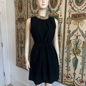 Vintage LBD With Darling Gold Beaded Collar